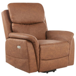 Beliani Electric Recliner Chair Glorie With Massage Faux Leather Brown