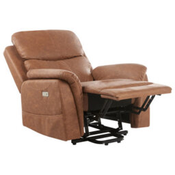 Beliani Electric Recliner Chair Glorie With Massage Faux Leather Brown - thumbnail 4