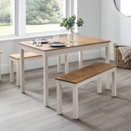Julian Bowen Coxmoor 2 Seater Bench - Ivory & Oak - thumbnail 3