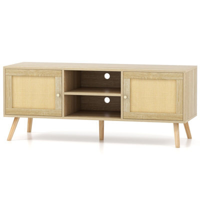 "Costway Tv Stand For Tvs Up To 55"" Rattan Media Console Table" - image 1