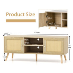 "Costway Tv Stand For Tvs Up To 55"" Rattan Media Console Table" - thumbnail 4