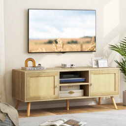 "Costway Tv Stand For Tvs Up To 55"" Rattan Media Console Table" - thumbnail 9