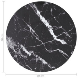 Vidaxl Table Top Black 60X0.8 Cm Tempered Glass With Marble Design Table Tops - thumbnail 4