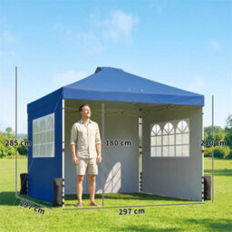 Pop Up Gazebo Waterproof Height Adjustable 3 X 3 (M) Dark Blue - thumbnail 2