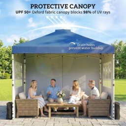 Pop Up Gazebo Waterproof Height Adjustable 3 X 3 (M) Dark Blue - thumbnail 6
