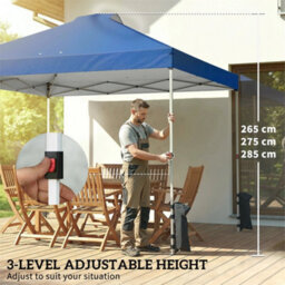 Pop Up Gazebo Waterproof Height Adjustable 3 X 3 (M) Dark Blue - thumbnail 5
