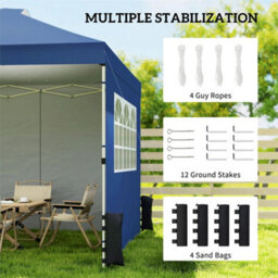 Pop Up Gazebo Waterproof Height Adjustable 3 X 3 (M) Dark Blue - thumbnail 4