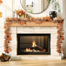 Amorly 6 Ft Lighted Fall Garland, Artificial Thanksgiving Autumn Mantel Decor With 30 Warm Led Lights, Fireplace & Tabletop Decoration - thumbnail 6