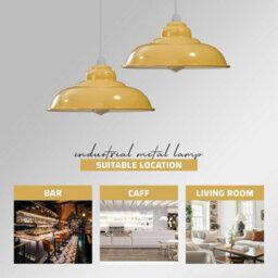 Retro Ceiling Pendant Lamp Shade Yellow Metal Easyfit Light Shade 32 Cm Width 13.5 Cm H Living Room Bed Room Kitchen Office - thumbnail 2
