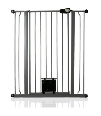 Bettacare Pet Gate With Lockable Cat Flap, 87.9Cm - 95.5Cm, Slate Grey, 104Cm In Height - image 1