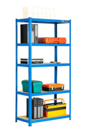 Rhino Racking 2 Bays - 180 X 90 X 45Cm - Blue - 5 Tier Boltless Heavy Duty Garage Shelving Unit - 1000Kg Load Weight - thumbnail 5