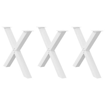 Berkfield Dining Table Legs X-Shaped 3 Pcs White 90X(72-73) Cm Steel - image 1