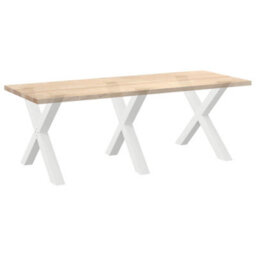 Berkfield Dining Table Legs X-Shaped 3 Pcs White 90X(72-73) Cm Steel - thumbnail 8