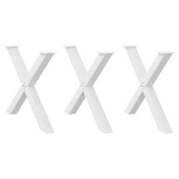 Berkfield Dining Table Legs X-Shaped 3 Pcs White 90X(72-73) Cm Steel - thumbnail 1