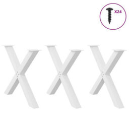 Berkfield Dining Table Legs X-Shaped 3 Pcs White 90X(72-73) Cm Steel - thumbnail 3
