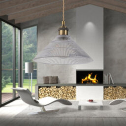 First Choice Lighting Barnes - Antique Brass Braided Pendant With Fluted Glass Shade - thumbnail 4