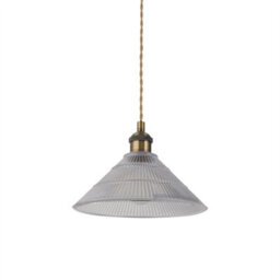 First Choice Lighting Barnes - Antique Brass Braided Pendant With Fluted Glass Shade - thumbnail 1