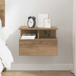 Berkfield Floating Nightstand Artisan Oak 40X31X27 Cm Engineered Wood - thumbnail 4