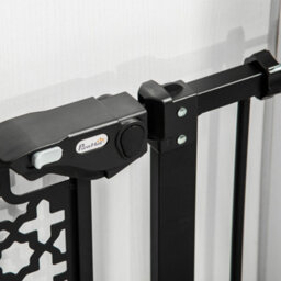 Pawhut 74-80 Cm Pet Safety Gate Pressure Fit Stair With Double Locking, Black - thumbnail 9