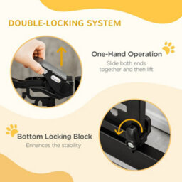 Pawhut 74-80 Cm Pet Safety Gate Pressure Fit Stair With Double Locking, Black - thumbnail 4
