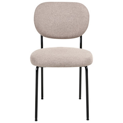 Wyld And Coco Set Of 2 Armless Dining Chairs In Light Brown Fabric, Black Iron Frame, Modern Compact Design - image 1