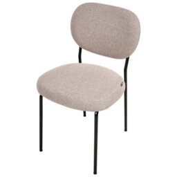 Wyld And Coco Set Of 2 Armless Dining Chairs In Light Brown Fabric, Black Iron Frame, Modern Compact Design - thumbnail 7