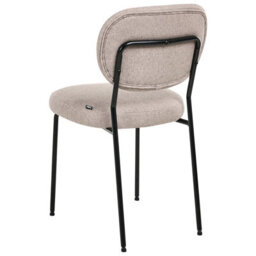 Wyld And Coco Set Of 2 Armless Dining Chairs In Light Brown Fabric, Black Iron Frame, Modern Compact Design - thumbnail 6