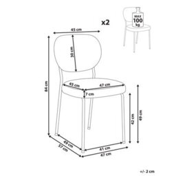 Wyld And Coco Set Of 2 Armless Dining Chairs In Light Brown Fabric, Black Iron Frame, Modern Compact Design - thumbnail 5