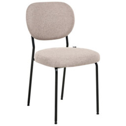 Wyld And Coco Set Of 2 Armless Dining Chairs In Light Brown Fabric, Black Iron Frame, Modern Compact Design - thumbnail 4