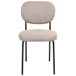 Wyld And Coco Set Of 2 Armless Dining Chairs In Light Brown Fabric, Black Iron Frame, Modern Compact Design - thumbnail 1