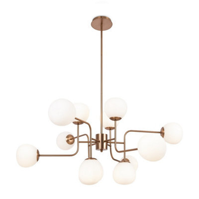 Luminosa Lighting Luminosa Erich Modern Multi Arm Pendant Ceiling Light Gold 12Xe14 White Shade - image 1
