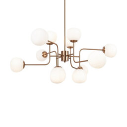 Luminosa Lighting Luminosa Erich Modern Multi Arm Pendant Ceiling Light Gold 12Xe14 White Shade - thumbnail 2