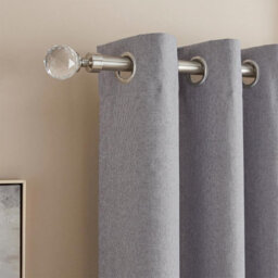 Ohs Crystal Ball Finial Metallic Silver 16mm Curtain Pole Extendable Rod 120-220Cm - Gunmetal - thumbnail 1