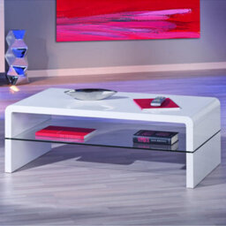 Furniture in Fashion Momo High Gloss Coffee Table In White With Glass Undershelf