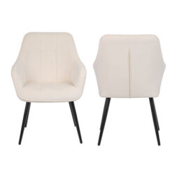 Simpa 2Pc Cream Velvet Modern Contemporary Tub Accent Dining Chairs - thumbnail 4