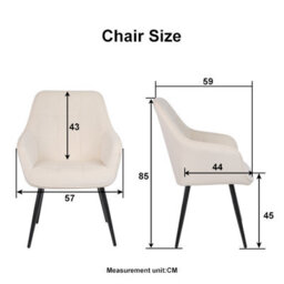 Simpa 2Pc Cream Velvet Modern Contemporary Tub Accent Dining Chairs - thumbnail 5
