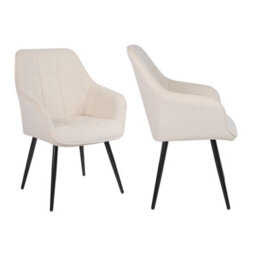 Simpa 2Pc Cream Velvet Modern Contemporary Tub Accent Dining Chairs - thumbnail 3