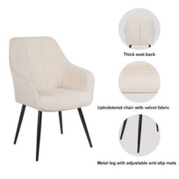 Simpa 2Pc Cream Velvet Modern Contemporary Tub Accent Dining Chairs - thumbnail 6