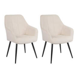 Simpa 2Pc Cream Velvet Modern Contemporary Tub Accent Dining Chairs