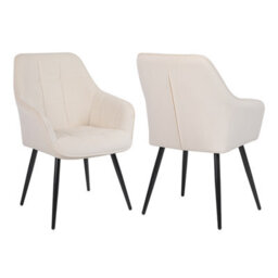 Simpa 2Pc Cream Velvet Modern Contemporary Tub Accent Dining Chairs - thumbnail 2