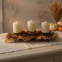 Garden Greatness Dried Autumn Mixed Leaf Centrepiece Candle Holder - thumbnail 2