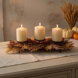 Garden Greatness Dried Autumn Mixed Leaf Centrepiece Candle Holder - thumbnail 1