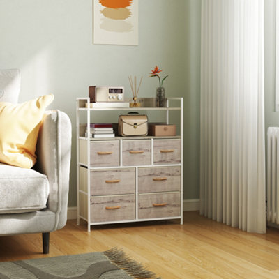 Homcom Bedroom Chest Of Drawers 7 Drawer Dresser W/ Shelves, Natural - image 1