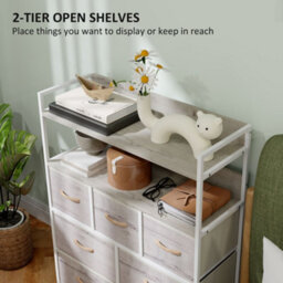 Homcom Bedroom Chest Of Drawers 7 Drawer Dresser W/ Shelves, Natural - thumbnail 5