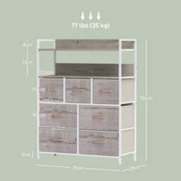 Homcom Bedroom Chest Of Drawers 7 Drawer Dresser W/ Shelves, Natural - thumbnail 3