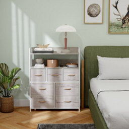 Homcom Bedroom Chest Of Drawers 7 Drawer Dresser W/ Shelves, Natural - thumbnail 8