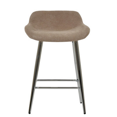 Lakeland Furniture Jenrick Fawn Brown Fabric Chrome Fixed Leg Base Bar Stool - image 1