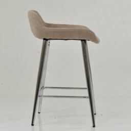 Lakeland Furniture Jenrick Fawn Brown Fabric Chrome Fixed Leg Base Bar Stool - thumbnail 5