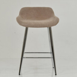 Lakeland Furniture Jenrick Fawn Brown Fabric Chrome Fixed Leg Base Bar Stool - thumbnail 3