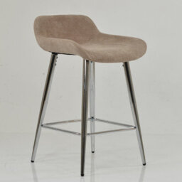 Lakeland Furniture Jenrick Fawn Brown Fabric Chrome Fixed Leg Base Bar Stool - thumbnail 4